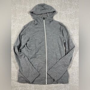 Icebreaker RealFLEECE Dia Long Sleeve Full Zip Hoodie SIZE M Gray Merino Wool